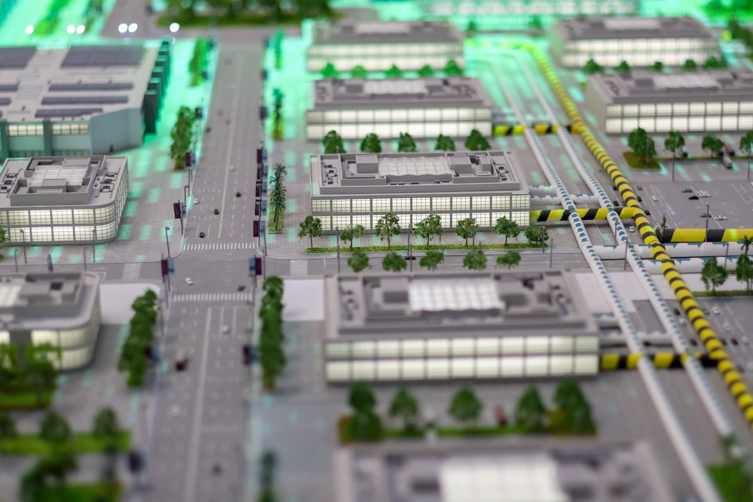 Architectural model of a modern city district